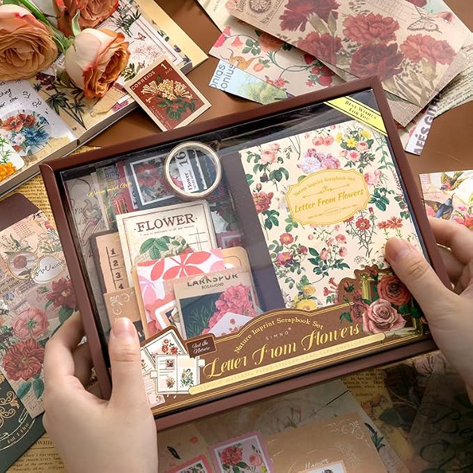 Scrapbooking Supplies Kit, A6 Grid Notebook, Vintage Junk Journaling Kit