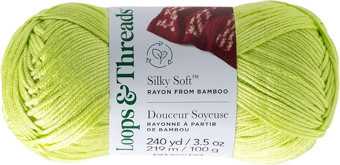 Loops & Threads Silky Soft Yarn - Yarn for Knitting, Crochet, Weaving, and Arts & Crafts - Green, Bamboo, 3.5 oz
