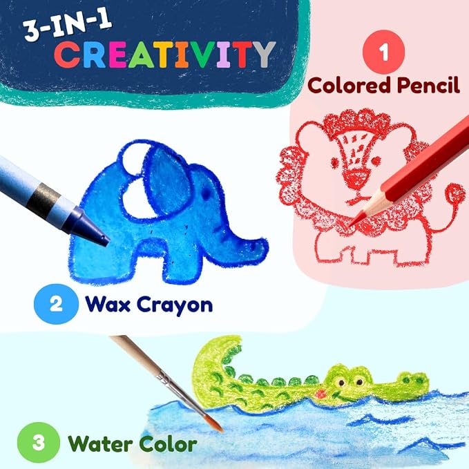 Sparkbright Club Jumbo Colored Pencils for Toddlers Ages 2-4 - 3-in-1 Wooden Pencil, Crayon & Watercolor | 12 Non-Toxic Colors, Break-Resistant 8mm Core, Easy-Grip for Kids & Preschool, Pre-Sharpened