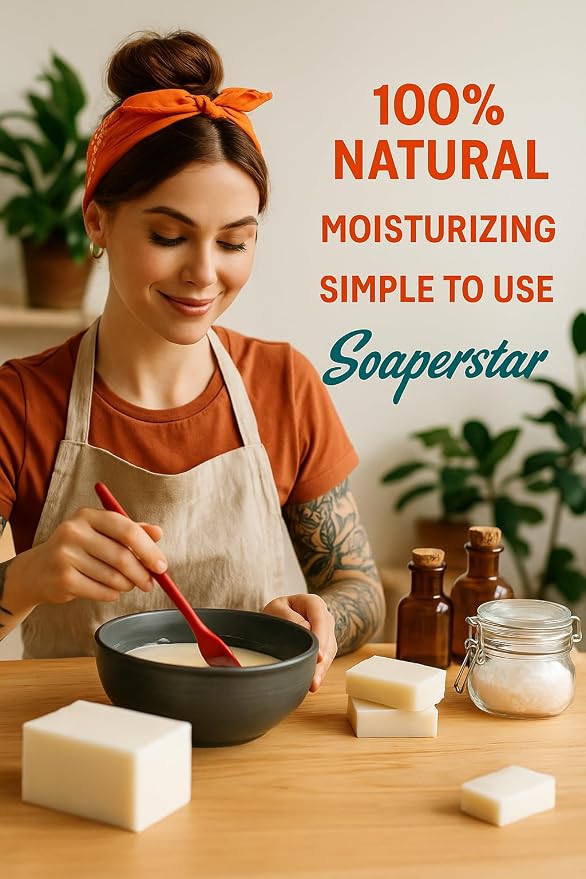 SOAPERSTAR Olive Oil & Goat Milk Melt and Pour Soap Base Kit with Free 50+10 Exclusive Soap Recipes E-Book - Vegan, SLS-Free, Cruelty-Free Soap Making Supplies for DIY – Premium Quality, 100% Natural