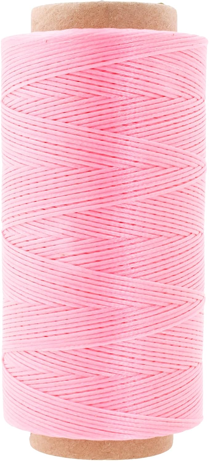 Mandala Crafts 210D 1mm Pink Flat Waxed Thread for Leather Sewing