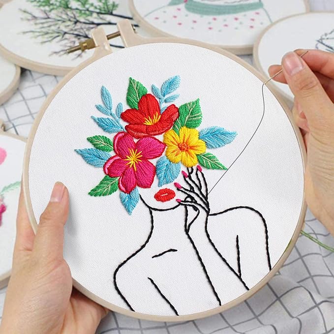 Louise Maelys Flower Woman Embroidery Kit for Beginners DIY Gift Set | Cross Stitch Kits with Complete Set for Creative Hobbies, Needlepoint Kit for Adults to Enjoy DIY Crafts and Home Decor