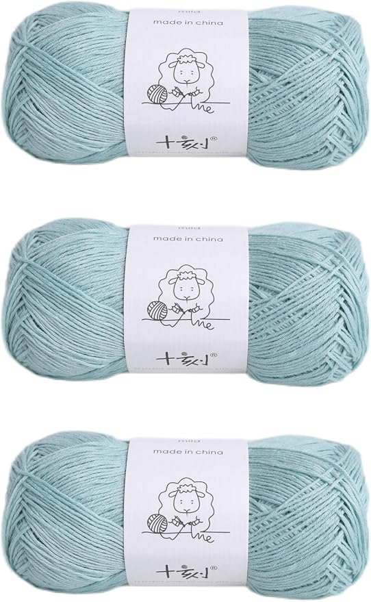 Linen Rayon Lyocell Blend Yarn, Superfine Fingering Weight (1), 150g/5.29oz (3 Strands, 50g/230yds per Strand)- 05 Aqua Green