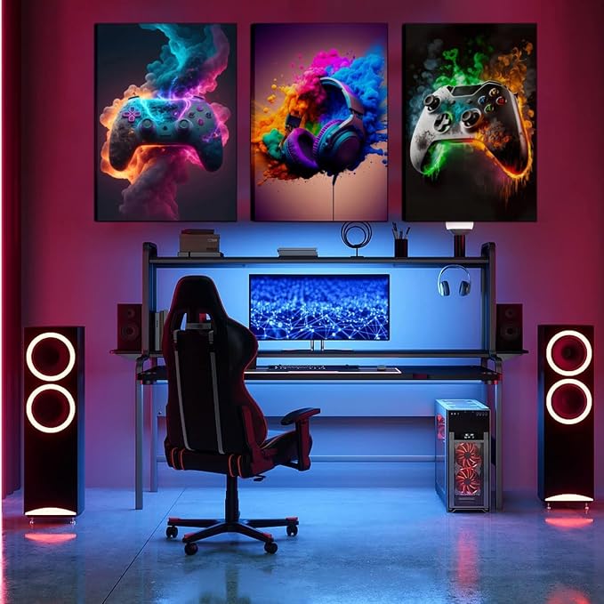 VeGuude Diamond Art Kits for Adults,3 Pack Gaming Theme Diamond Painting Dots Art Kits for Adults Beginner, Game Controller DIY Full Round Gem Crystal Art Paint by Diamond, Home Wall Decor 12x 16 in