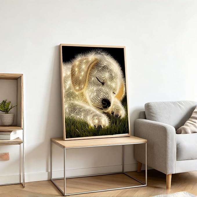 BYGFHLYW 5D Diamond Painting Kit, Dog Diamond Art for Adults 12X16In | Full Round Drill Diamond Dots Kits Gem Arts DIY Crafts for Home Wall Decor Present for Dog Lovers