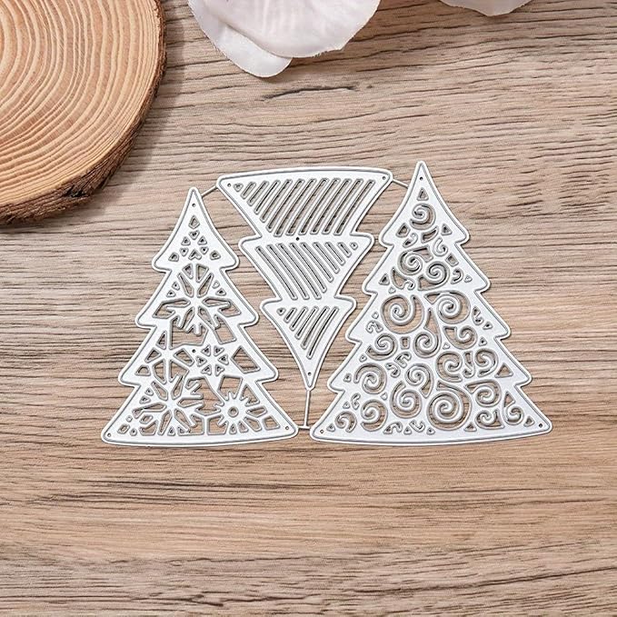 Lapoo Festivals Metal Cutting Die for Scrapbooking - Christmas Cut Stencils for DIY Scrapbook Photo Album Decorative Paper Card, Card Making Supplies, Embossing (A Christmas Tree Set 5.5 x 3.5 in)
