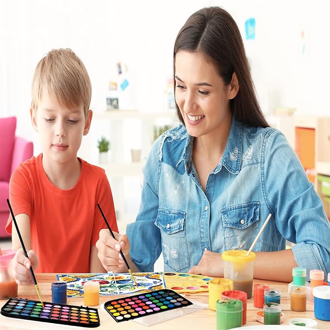 GETHPEN 48 Colors Watercolor Paint Set with 4 Brushes Pen, Travel Design | Washable Watercolor Kit with palette, 3 Brushes 1 Watercolor Brush Pens,Detachable Palette, Adults Students Artists