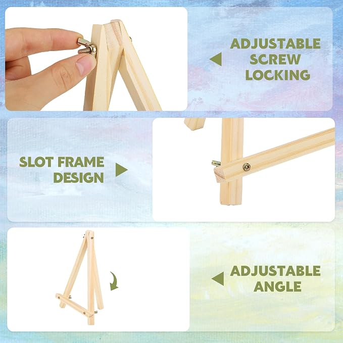 8 Pack 9 Inch Easel for Painting | Wooden Easel Stand for Sign Table Top Small Art Easel for Artists and Students