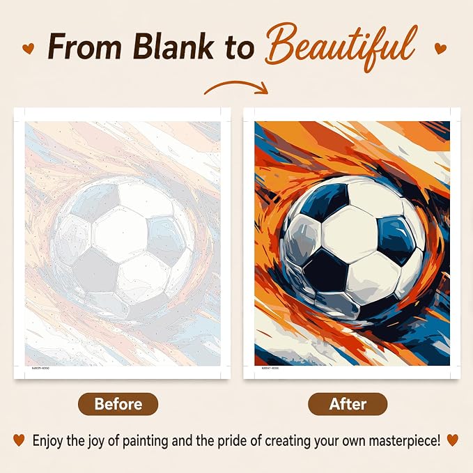 AUKELHJ Paint by Numbers Kit for Adults Beginner, Soccer, 16X20 Inch | Paint by Number for Adults, Beginner Friendly, High-Definition Color Canvas, Stress Relief, Home Decor, Gifts, Unframed
