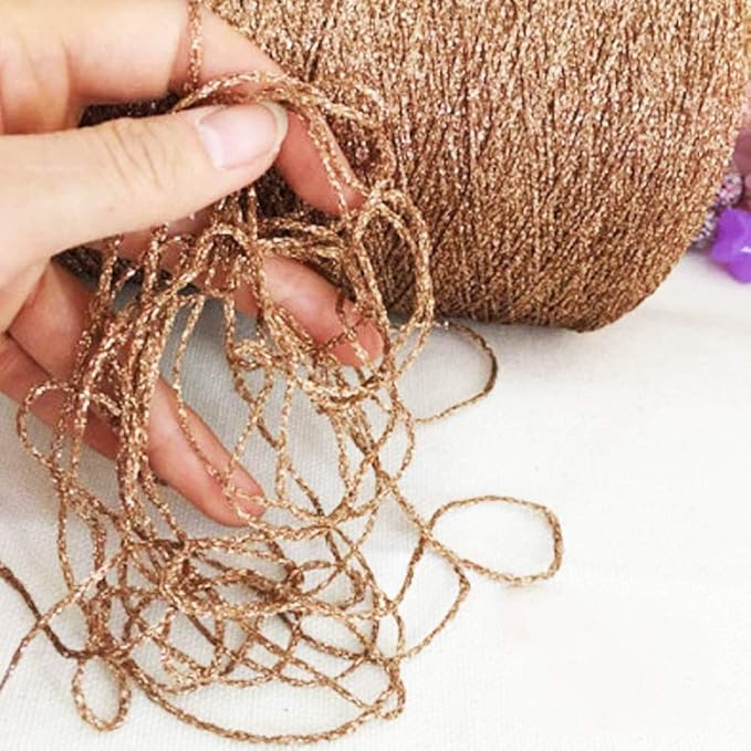 100g DIY Light Coffee Lurex Thread Shining Glitter Sparkle Metal Yarn for Crochet Knitting Sweater Scarf Bag Accessory