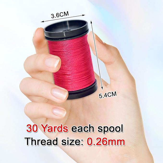 30 Yards Heavy Duty Extra Strong Upholstery Nylon Sewing Thread for Machine, Home, Hand, Craft, and Denim Leather，Color：red