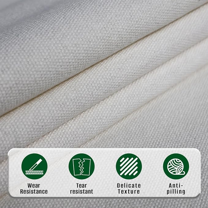 10oz Heavy Duty Cotton Canvas Fabric 60" x 80", Thick Cotton Duck Cloth for Painting, Sewing, Crafts, Tote Bags, Embroidery, Home Decor, Drop Cloth (White)