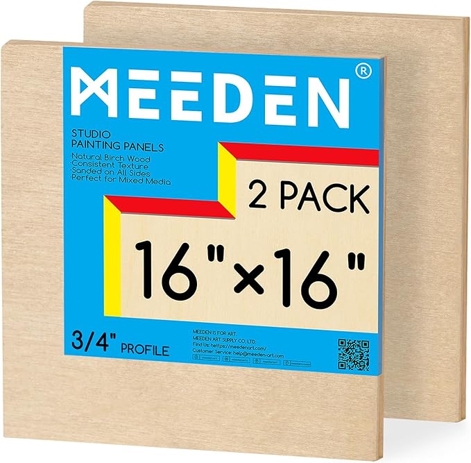 MEEDEN Unfinished Wood Canvas Board:16x16 Canvas Panel Pack of 2