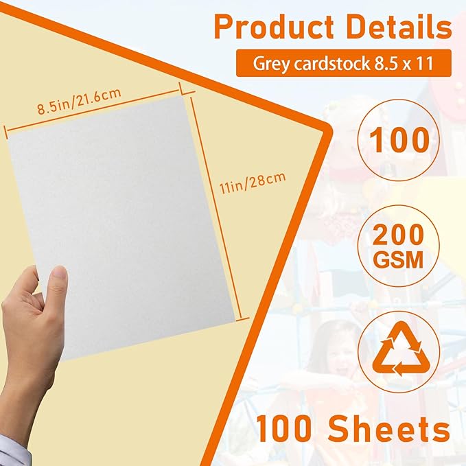 Guakicae 100 Sheets Grey Cardstock 8.5 x 11 Certificate Paper 75lb