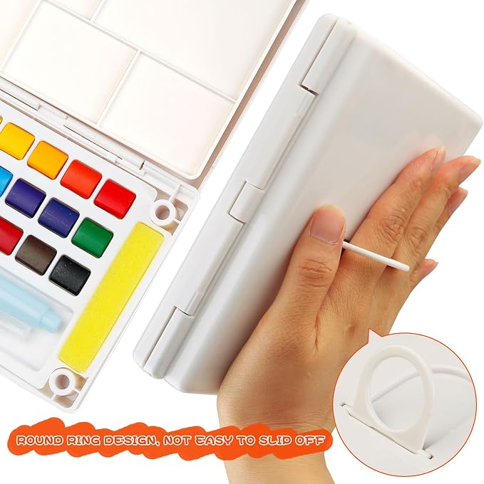 Watercolor Paint Set,Vivid Colors Travel Paint Set Graspable Painting Set Compact Size, Watercolor Kit with Water Brush Pens,24 Sheets Watercolor Papers,3 Online Tutorial Video - 18colors