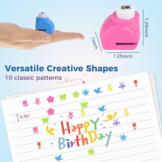 LOVEINUSA 10PCS Flower Shaped Craft Hole Punch Set for DIY Crafting | Scrapbooking Supplies, for Festival Wedding Paper DIY Projects, Gift Tags, Mini Cutter Nail Arts Crafts
