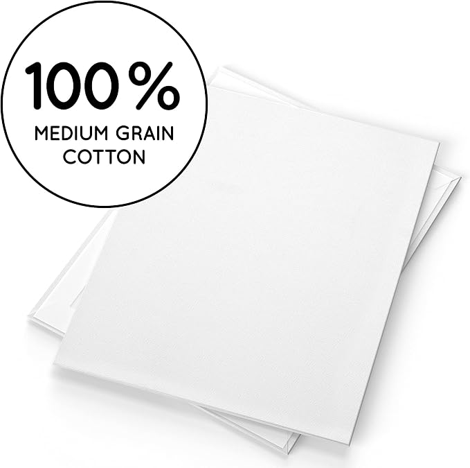 Artistik 16"x12" Paint Canvas Panels (Pack of 12) – 100% Medium-Grade Cotton Blank Canvas Painting Boards – Whit Canvases for Painting with Oil, Acrylic & Mixed Media