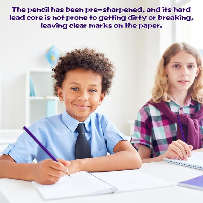 24 Pack Purple Colored Pencils for Kids, Pre-sharpened Art Pencils Back to School Supplies Set, Drawing Sketching Pencils for Students, Teachers, Classroom