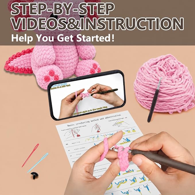 CODGP Crochet Kit for Beginners, 11-Inch Axolotl Crochet Kit for Adults | Crochet Starter Kit Gift, Animal Amigurumi Kit, Durable Chenille Yarn, Full Supplies, Step-by-Step Videos, for Crochet Lovers