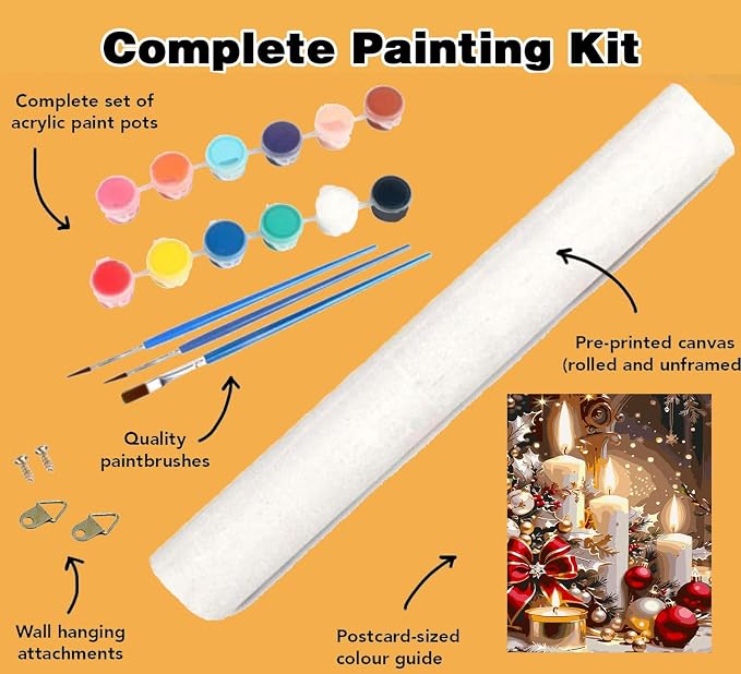 Meothan Paint by Numbers Kit for Adults Beginner 16x20 inch (Without Frame) | Christmas Adult Paint by Number Kits on Canvas, DIY Candles Acrylic Oil Easy Painting by Numbers for Home Wall Decor