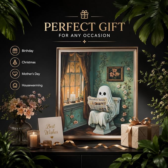 HITO Halloween Paint by Numbers Kit for Adults Ghost 16x20 Inch Frameless | The Ghost of the Toilet Paint by Number for Adults, Paint by Numbers Kit for Adults Beginner for Gift Home Wall Decor