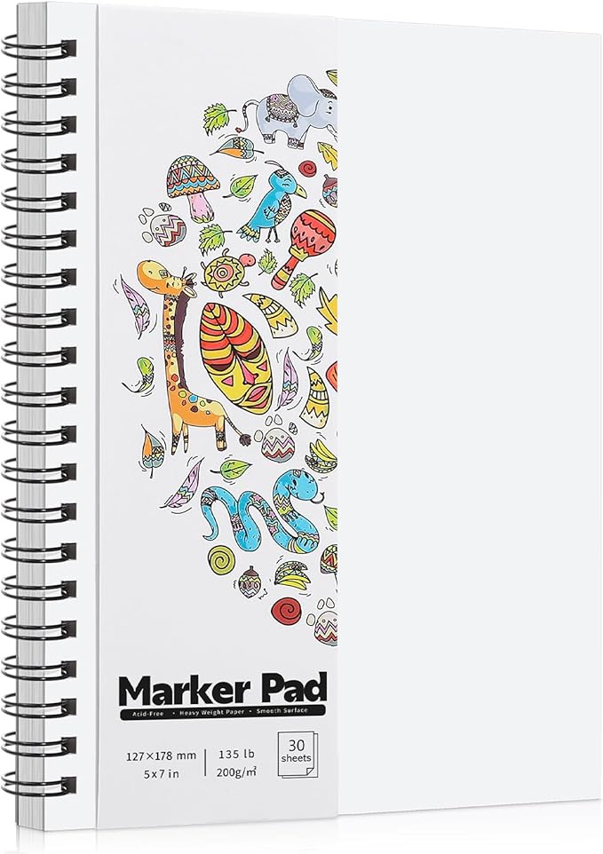 5×7 Marker Paper Pad, 30 Sheets, 200gsm Double-Sided Bleedproof Paper