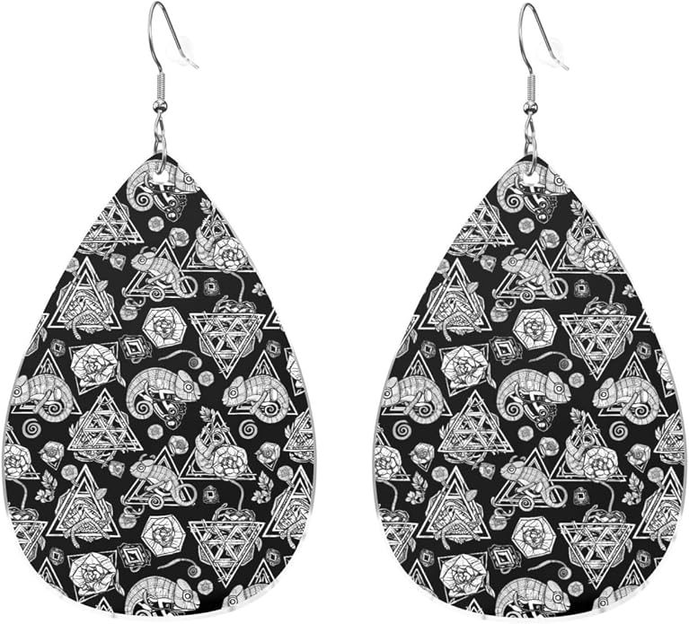 Math Formula Equation Black Drop-Shaped Earrings 2.2 x 1.5 Inches