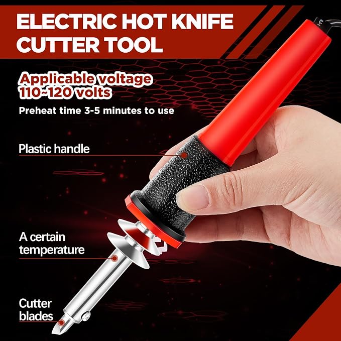 Honoson 22 Pieces Electric Hot Knife Cutter Tool Include Heated Knife Plastic Cutter With Multipurpose 16 Blades 4 Blade Holders Metal Stand For Soft Thin Plastic Foam Stencils(Red)