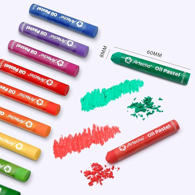 Artecho Oil Pastels Set of 50 Colors (8 x 60 mm) | Soft Oil Pastels, For Art Painting, Drawing, Blending, For Artists, Teachers