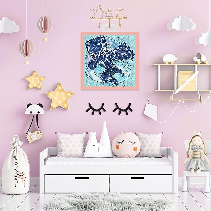 4 Pack Cartoon Diamond Art Kits for Kids, Arts and Crafts for Kids 4-6 | 4 Pack Cartoon Gem Painting Kit, Cute Gem Arts for Kids Ages 4 8 12, DIY Crystal Gem Kits for Gifts 6X6 inch without Frame