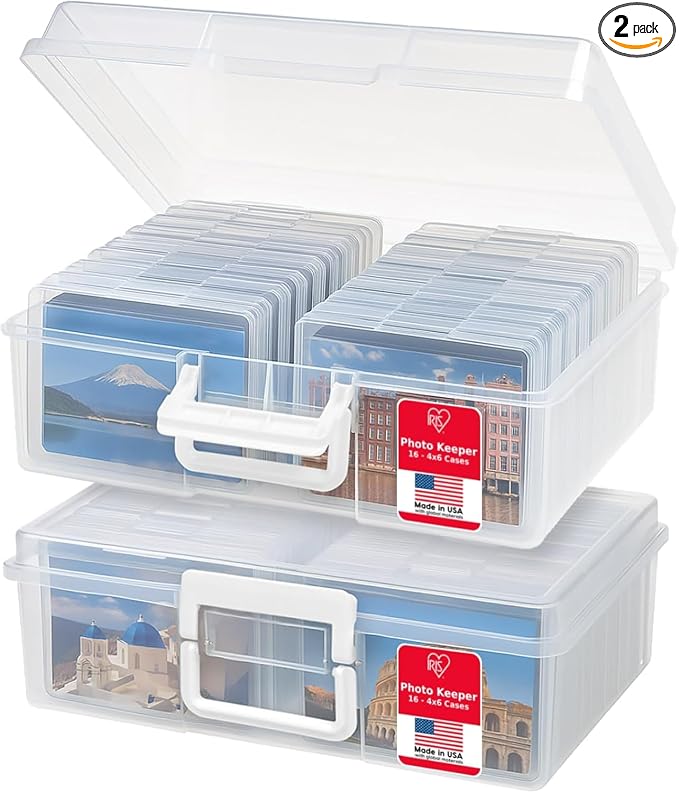IRIS USA Photo Storage Box |Made in USA| 16 Cases - (2-Pack) - Clear