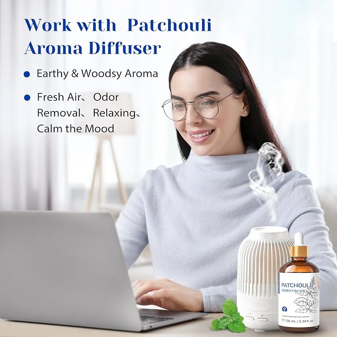 HIQILI Patchouli Essential Oil for Diffuser,Skin Care&Hair Nourishment