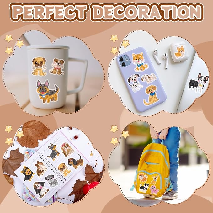 Labeol Diamond Art Kits for Kids Boys and Girls Ages 6-8-10-12 Easy to DIY Creative Diamond Art Sticker Craft by Numbers Kits for Kids and Adult Beginners (Puppy)
