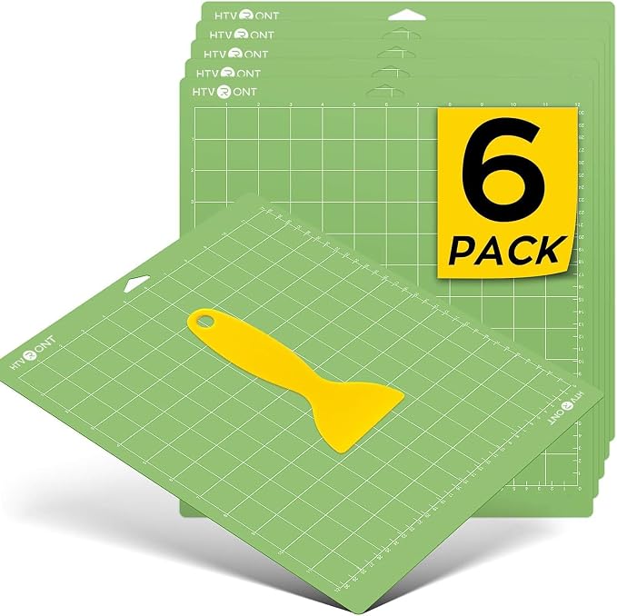HTVRONT Standard Stickness Cutting Mat 12x12, 6 Pack, for Crafting | Compatible with Cricut Maker 4/3/Maker, Explore 5/4/3, Air 2/One, Standard Adhesive Sticky Mats & Accessories for Quilting