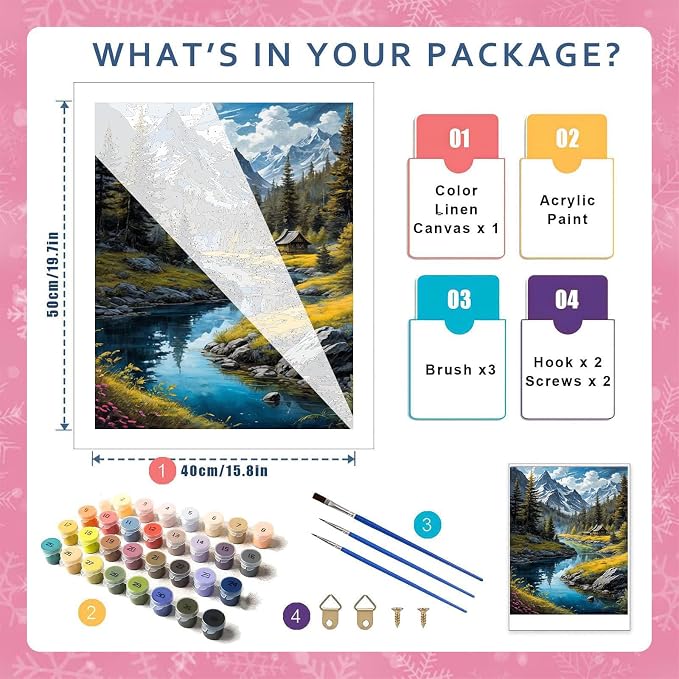 HITO Landscape Paint by Numbers Kit for Adults 16x20 Inch Frameless | Landscape Paint by Numbers for Adults Beginner, Mountains Paint by Numbers for Gift Home Wall Decor