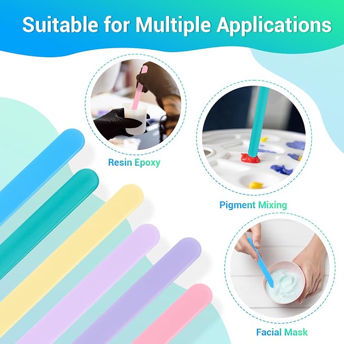 Gartful 6PCS Colored Silicone Stir Sticks, Reusable Epoxy Resin Stir Sticks for Resin Mixing, Paint, Making Glitter Tumblers Cups, Arts, Crafts, Facial Mask Stirring Rods, 6.3" Long, 6 Colors