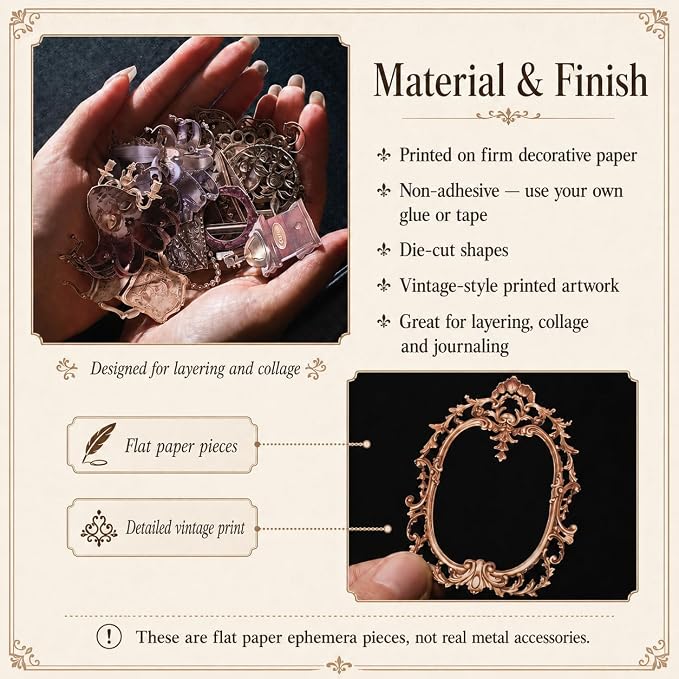 120 Pcs Vintage Scrapbooking Supplies for Junk Journal, Creative DIY Journaling Kit, Non-Adhesive Paper Ephemera for Decoration and Collage