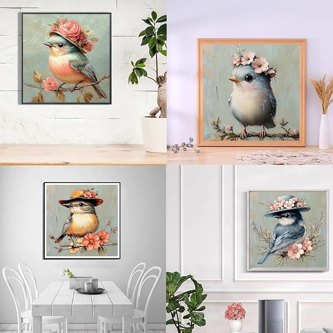 DAZZLEDOTS 4 Pack Bird Diamond Art Kits for Adults, Bird Diamond Painting
