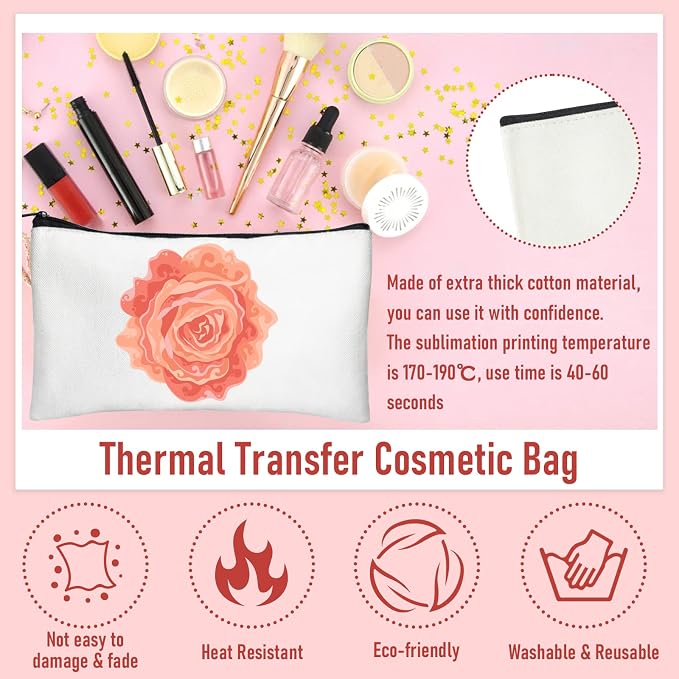 Legigo Blank Canvas Bags Zipper Pouch Makeup Bags Pencil Pouch Bulk | Multi-Purpose, Sturdy Canvas Pouch with Zipper, Cosmetic Travel Toiletry Bag for DIY Crafts, Gifts & Storage, 8.3 x 5 Inch