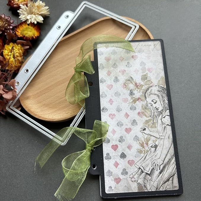 Lapoo Geometric Cutting Die for Scrapbooking - Durable, Metal Cutting Die for DIY Scrapbook Photo Album Decorative Paper Card, Card Making Supplies (Rectangular Book Page Frame 5.9 x 3.4 in)