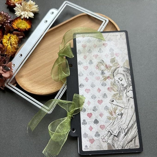 Lapoo Geometric Cutting Die for Scrapbooking - Durable, Metal Cutting Die for DIY Scrapbook Photo Album Decorative Paper Card, Card Making Supplies (Rectangular Book Page Frame 5.9 x 3.4 in)