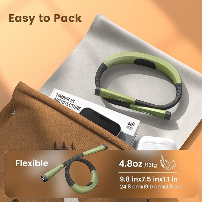 Glocusent Reading Light LED Neck Light,80-hr Rechargeable Book Light | 3-Color&6-Brightness,USB-C,Green Neck Reading Light,Women,Travel,Portable,Repairing,Crochet,Christmas,Book Lovers Gifts