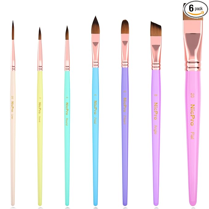 Nicpro 7pcs Face Paint Brush Set,Aesthetic Pastel Face & Body Paint Brushes