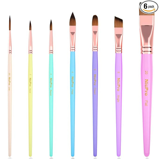 Nicpro 7pcs Face Paint Brush Set,Aesthetic Pastel Face & Body Paint Brushes