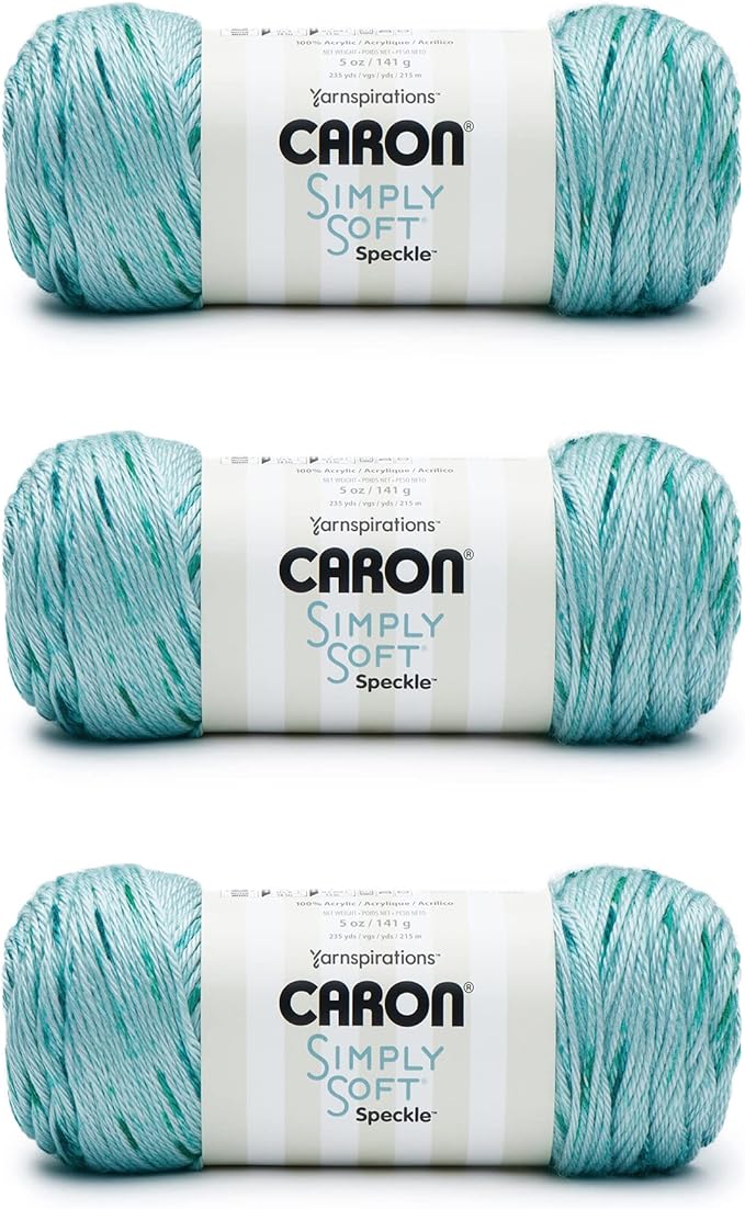 Caron Simply Soft Speckle Acrylic Yarn for Crocheting, Abyss, 3-Pack