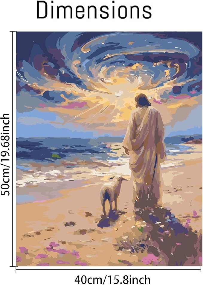 Mrnsiet Paint by Numbers Kit for Adults, Easy Jesus Adult Paint by Number Kits on Canvas, Christian DIY Acrylic Oil Number Painting Kits for Home Wall Decor Gift 16x20 Inch (Frameworkless)