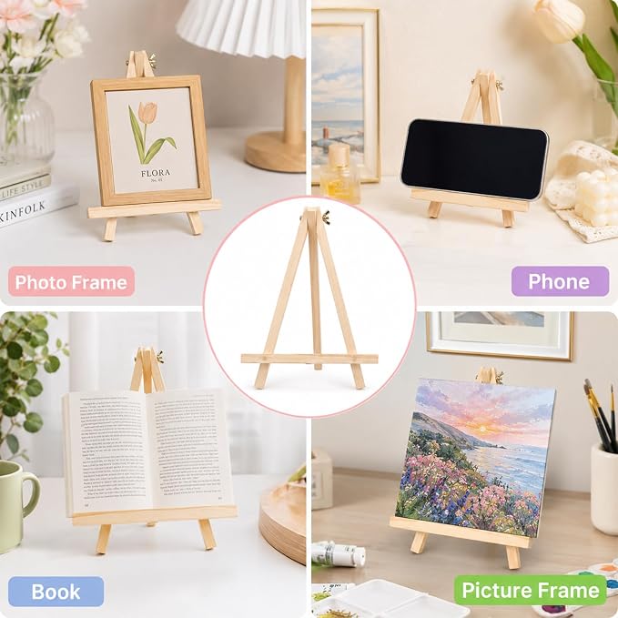 24 Pack 9 Inch Wood Tripod Easel Stand for Painting Canvases