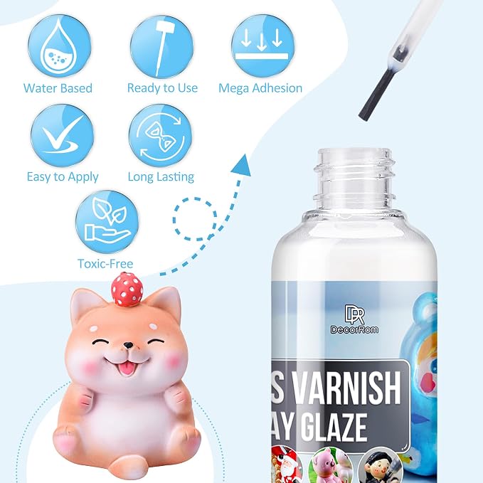Air Dry Clay Glaze - 7oz/200ml Clay Varnish, Polymer Clay Glaze, High Gloss Clay Sculpture Sealant for Air Dry Clay Pottery - Waterproof Scratch Resistant Gloss Varnish Clay Glaze for Ceramics