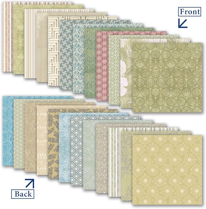 Spring Colors Theme Scrapbook Paper, DIY Art Album Scrapbooking, Greeting Card Making Background Paper Craft Supplies, 24 Sheets 12x12 Inch