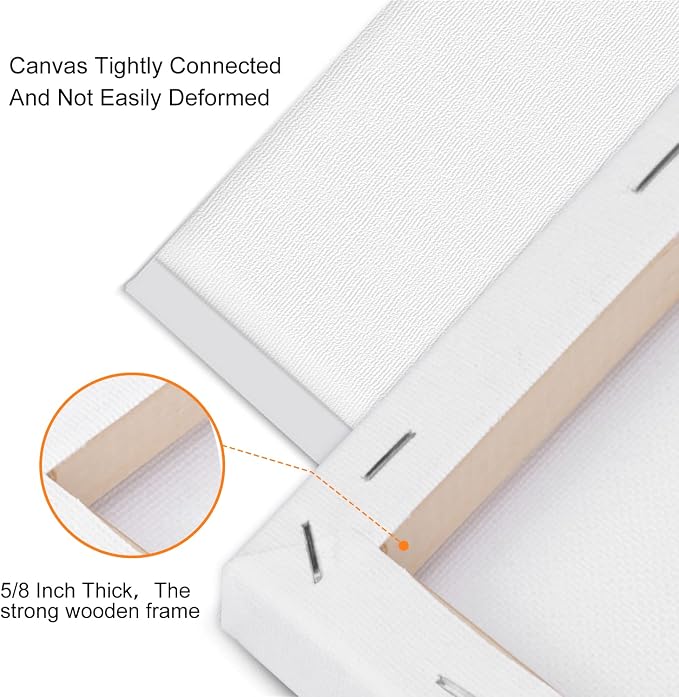 14 Packs Stretched Canvases for Painting, Multi Pack 11x14, 9.44x12, 8x10, 5x7, 4x4, Round Canvas with 8x8,10x10(2 of Each), Blank Primed Canvas, for Oil Paint, Acrylic Paint, for Beginners, Artists.